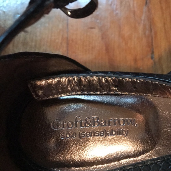 Croft&Barrow snake skin cut out with silver accents ankle strap flats. - Picture 2 of 4